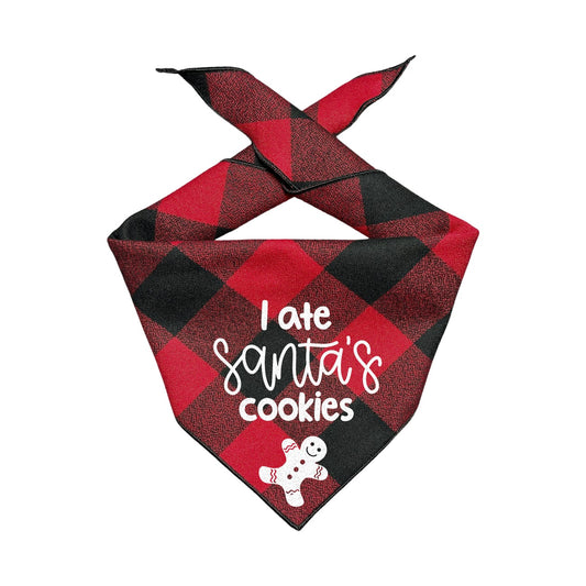Christmas Dog Bandana - Luxe High Quality Red Plaid Flannel is Reversible | I ate Santa's Cookies - Southlake Paws