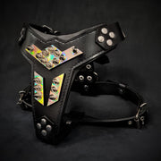 'Midas'' leather dog harness silver medium size 