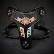 'Midas'' leather dog harness silver medium size
