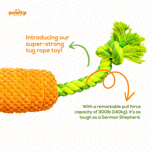 CARROT TUG ROPE INTERACTIVE DOG TOY - Southlake Paws