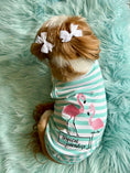 Load image into Gallery viewer, Parisian Pet 'Flamingos'  Dog Shirt – Lightweight & Breathable Summer Outfit for Small Dogs & Cats, Light Blue and White Stripes
