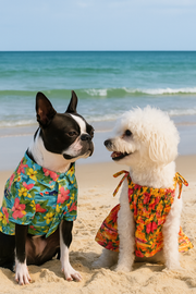 Parisian Pet 'Hawaiian Camp' Dog & Cat Shirt – Lightweight Cotton, Stylish Vacation Pet Apparel – Blue