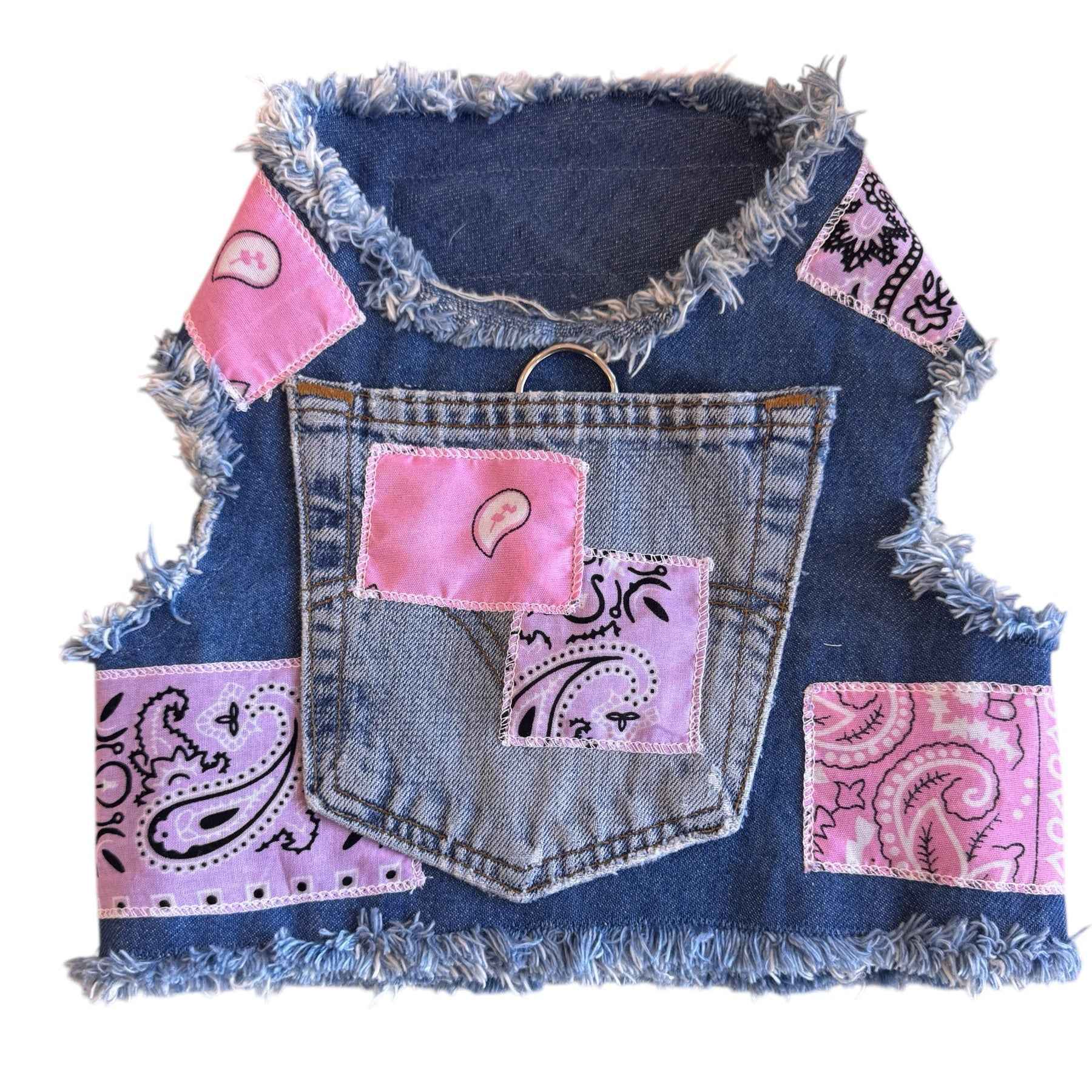 Denim Harness with Bandana Patchwork