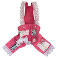 Load image into Gallery viewer, Pink Overalls with Floral Patchwork /Lace Trim

