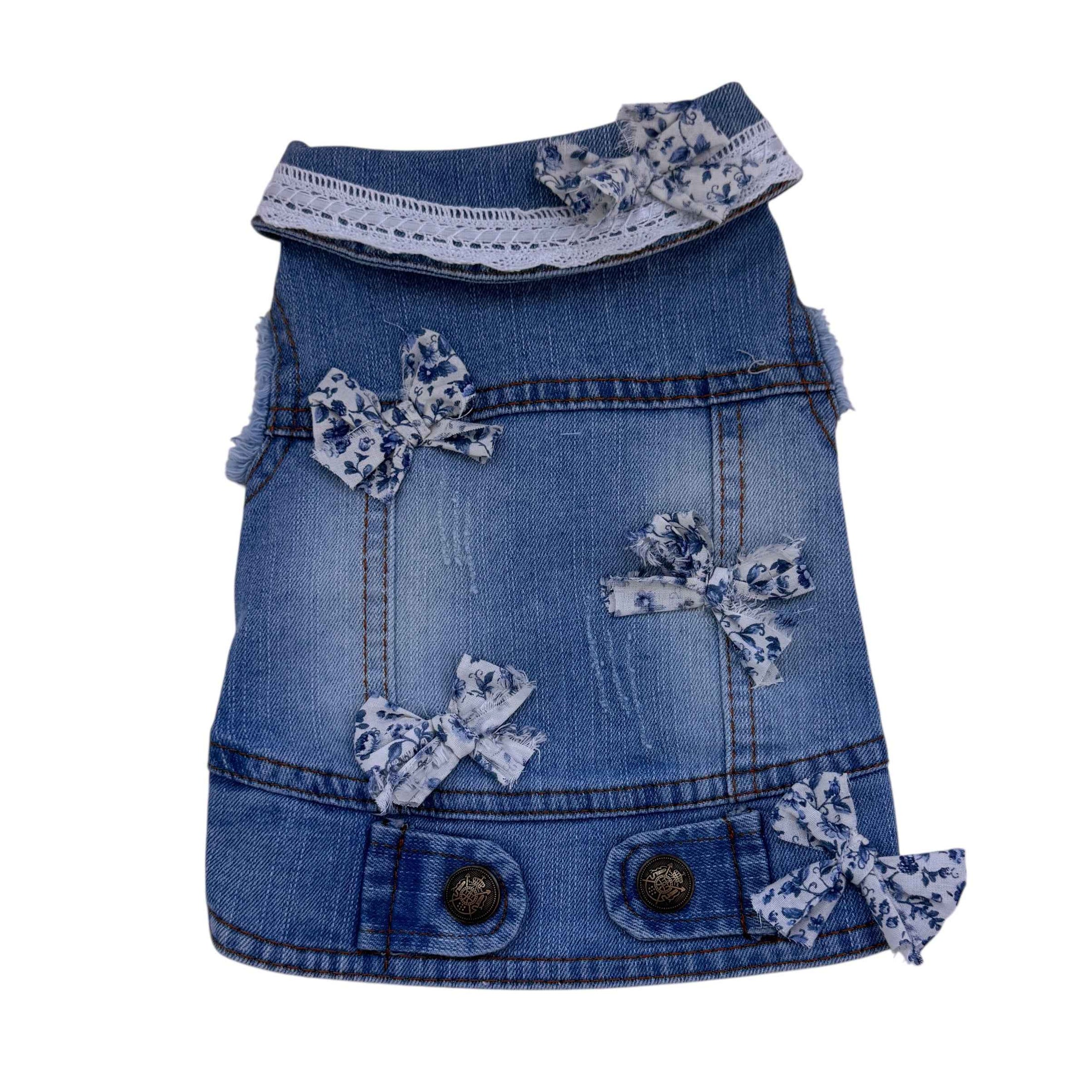Blue Vest with Pink or Blue Mini Bows