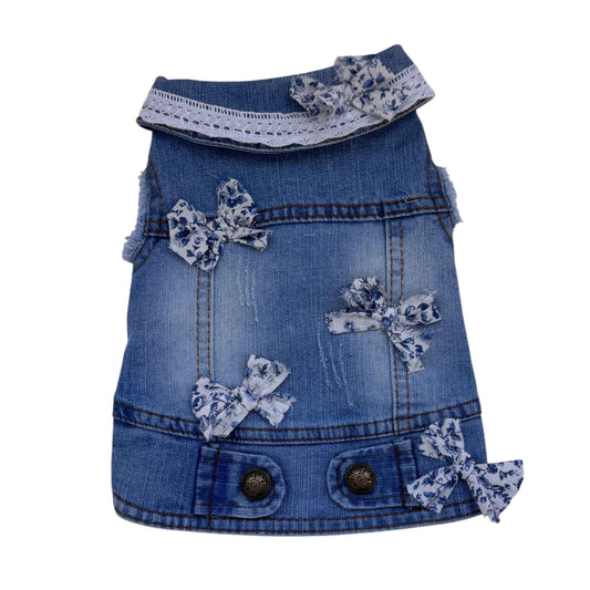 Blue Vest with Pink or Blue Mini Bows