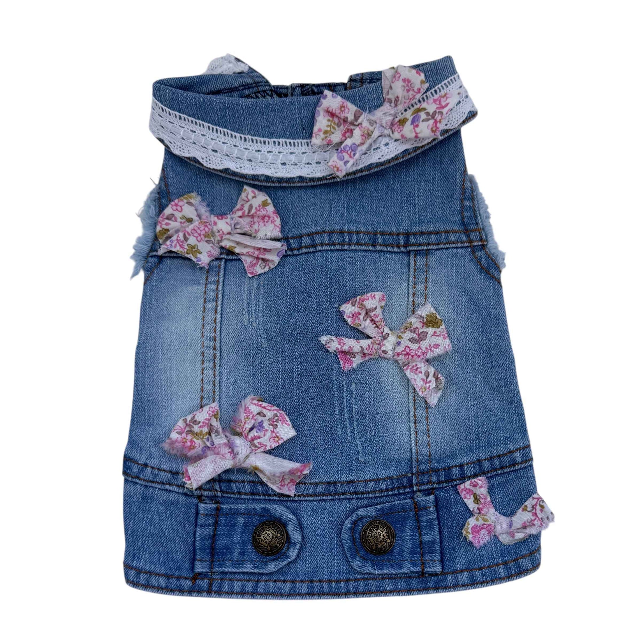 Blue Vest with Pink or Blue Mini Bows