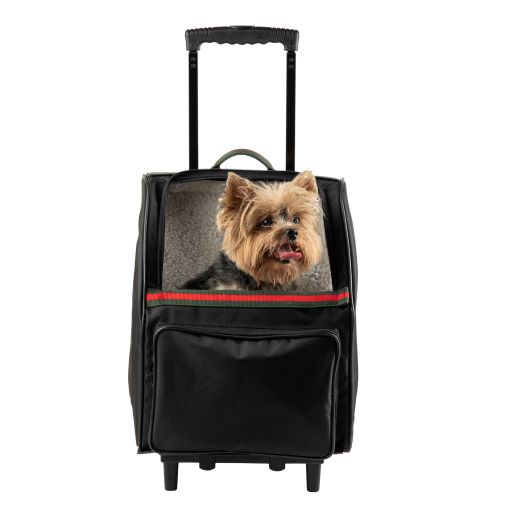 RIO Black with Stripe Rolling Carrier 3 in 1 carrier! Airline Approved Carrier, Back Pack, and Car Seat!!
