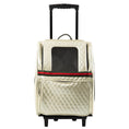 Load image into Gallery viewer, RIO Ivory Quilted with Stripe Rolling Carrier 3 in 1 carrier! Airline Approved Carrier, Back Pack, and Car Seat!!

