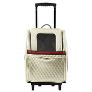 RIO Ivory Quilted with Stripe Rolling Carrier 3 in 1 carrier! Airline Approved Carrier, Back Pack, and Car Seat!!