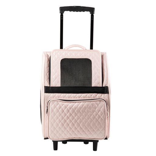 RIO Pink Quilted Rolling Carrier 3 in 1 carrier! Airline Approved Carrier, Back Pack, and Car Seat!!