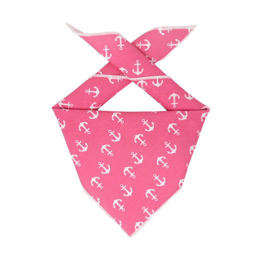 Summer , Nautical Bandana | Summer Bandana | Beach Bandana | Pink Anchor - Southlake Paws