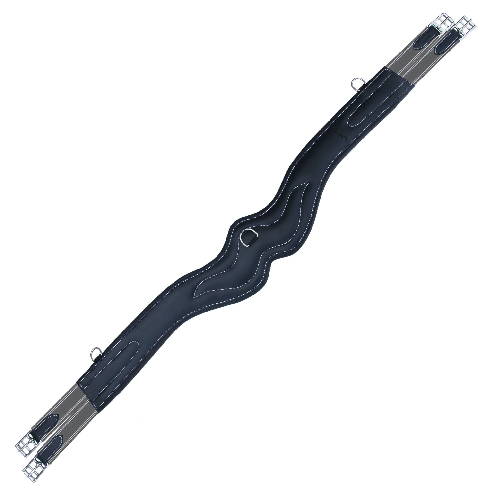 Southlake Paws ExionPro 'AdaptLine' Wave Over Lay Girth in grey elastic with white lines, featuring a wavy design and metal b