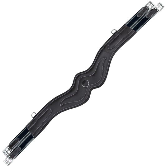 Southlake Paws ExionPro 'AdaptLine' Wave Over Lay Girth in navy blue elastic with white lines and silver hardware.
