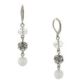 Load image into Gallery viewer, White Cats Eye Crystal Fireball Drop Earrings
