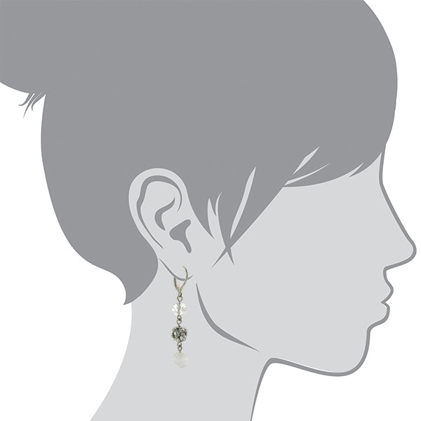 White Cats Eye Crystal Fireball Drop Earrings