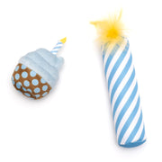 Blue Birthday Cupcake & Candle Cat Toy Set