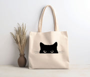 Tote Bag | Canvas Tote | lightweight 6 oz Canvas |  Peeking Cat