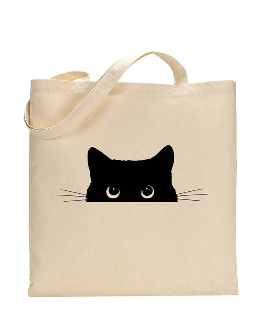 Tote Bag | Canvas Tote | lightweight 6 oz Canvas |  Peeking Cat