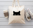 Load image into Gallery viewer, Tote Bag | Canvas Tote | lightweight 6 oz Canvas |  Peeking Cat - Southlake Paws
