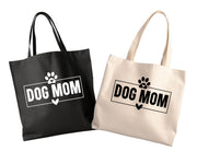 DOG MOM Tote Bag | Canvas Tote | WOVEN WEB HANDLES lightweight 12 oz Canvas |  Tote Bag