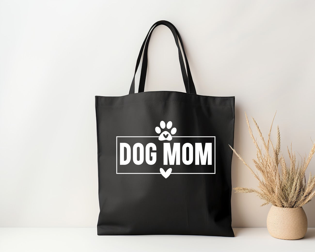 DOG MOM Tote Bag | Canvas Tote | WOVEN WEB HANDLES lightweight 12 oz Canvas |  Tote Bag - Southlake Paws