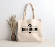 DOG MOM Tote Bag | Canvas Tote | WOVEN WEB HANDLES lightweight 12 oz Canvas |  Tote Bag