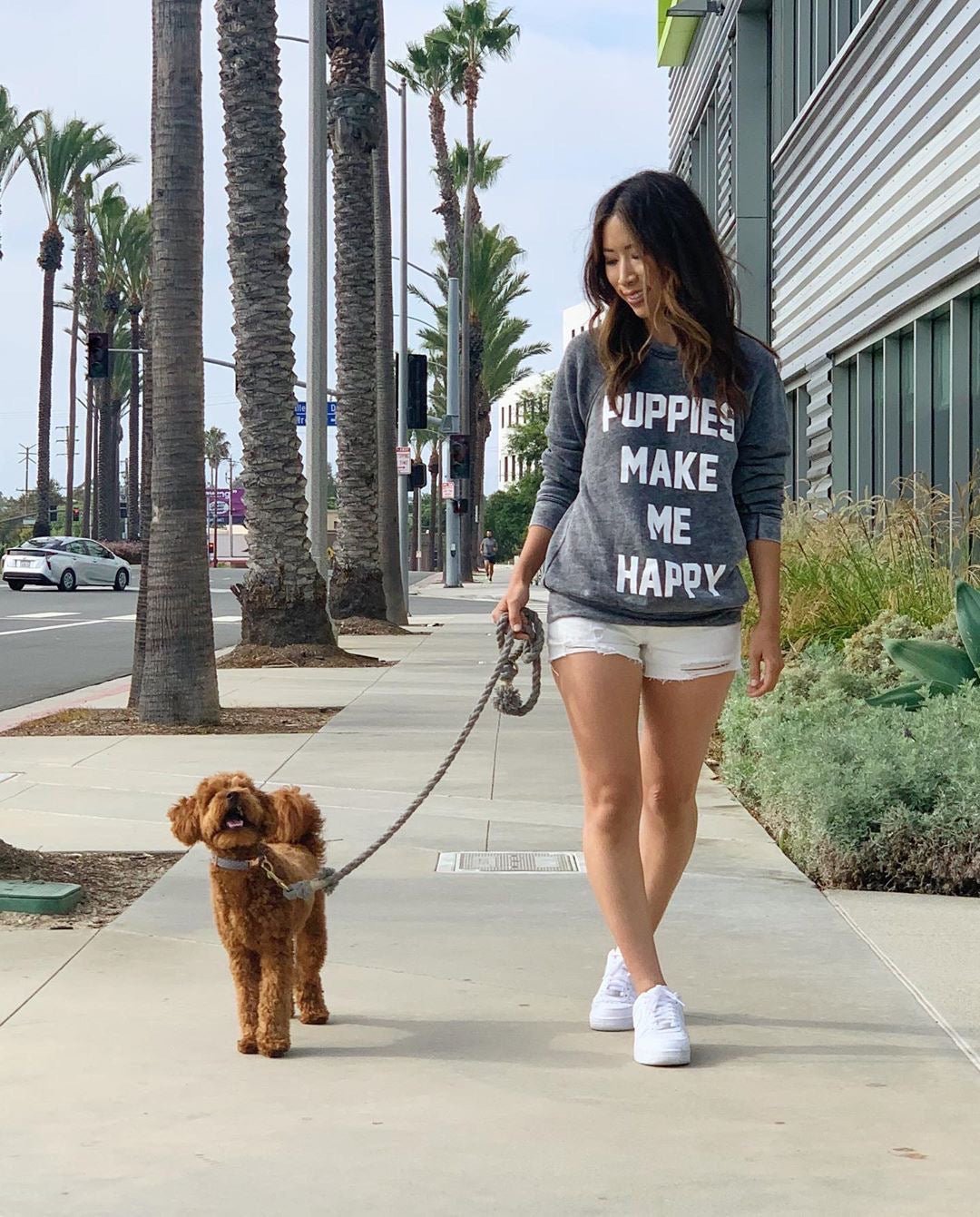 Puppies Make Me Happy Acid Wash Sweatshirt | Gifts for Dog Lovers