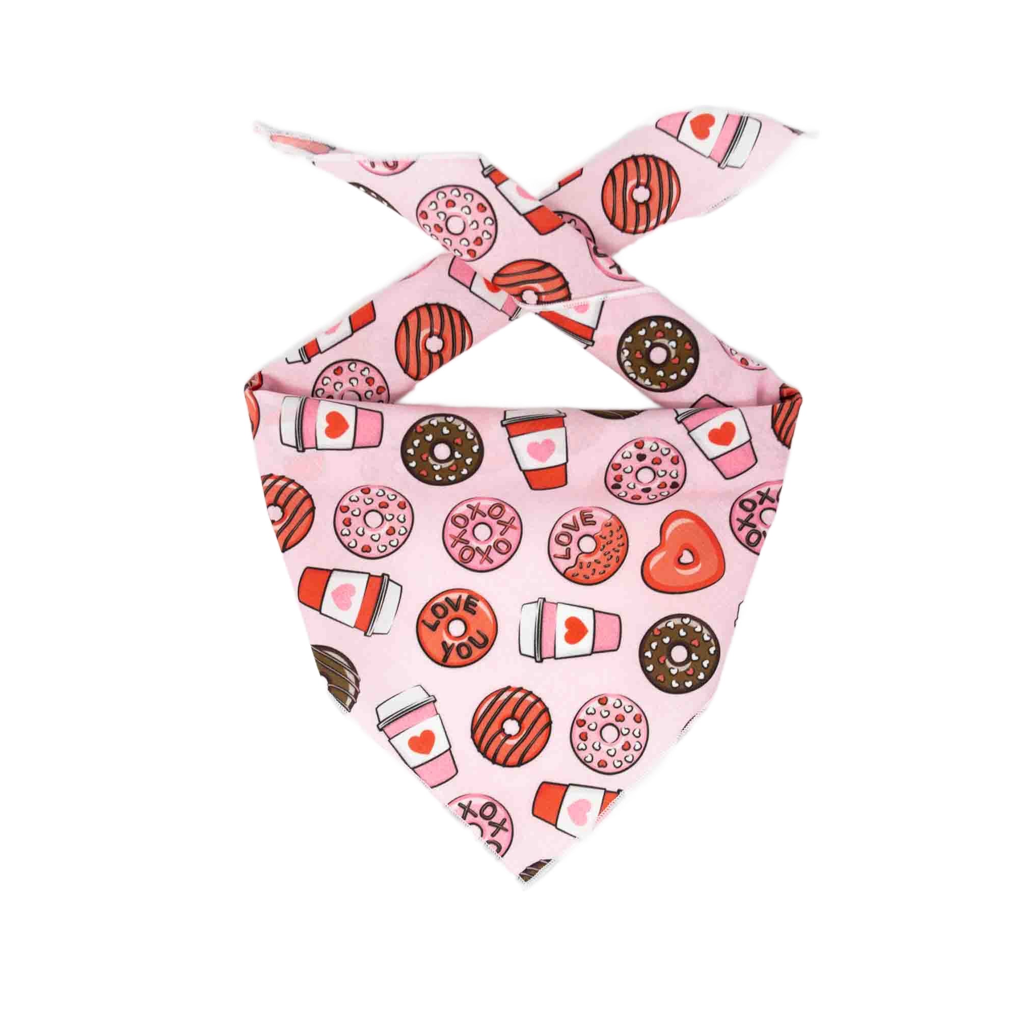 Valentine Bandana | Valentines Day Bandana | Valentine Dog Bandana with Donuts and Coffee - Southlake Paws