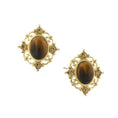 Load image into Gallery viewer, Topaz Crystal And Topaz Cat Eye Button Earrings
