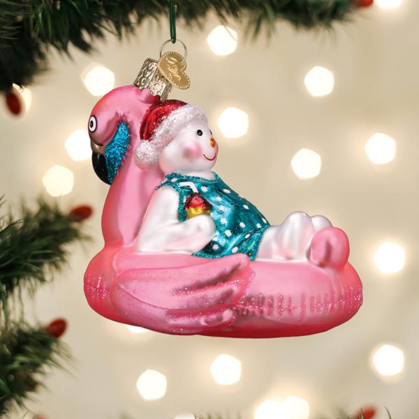 Pool Float Snowman Ornament - Southlake Paws