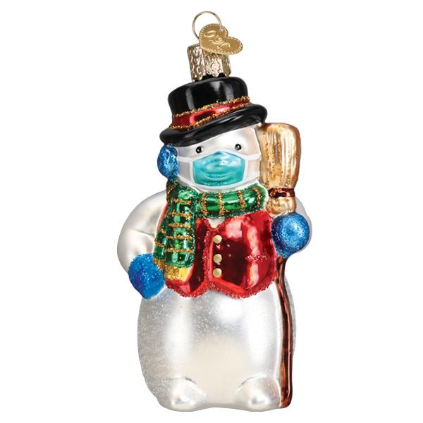 Snowman With Face Mask Ornament - Southlake Paws