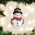 Load image into Gallery viewer, Red Bow Holly Hat Snowman Ornament - Southlake Paws

