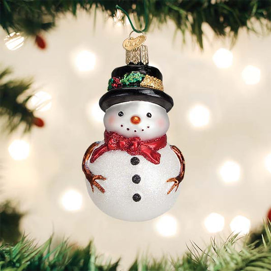 Red Bow Holly Hat Snowman Ornament - Southlake Paws