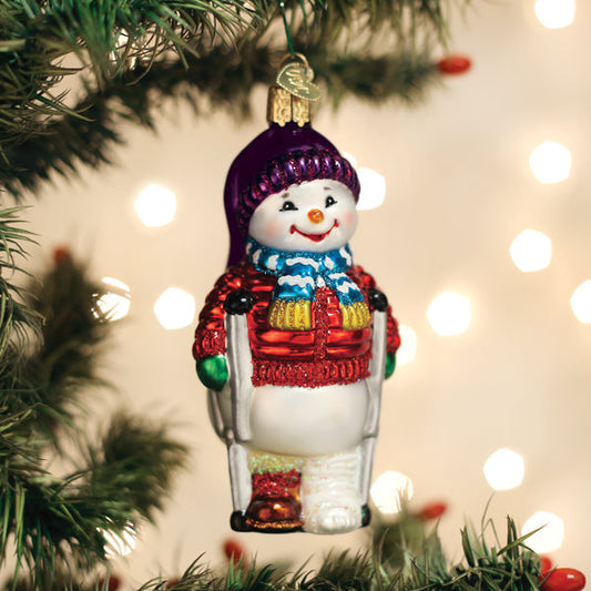 Snowman With Crutches Ornament - Southlake Paws