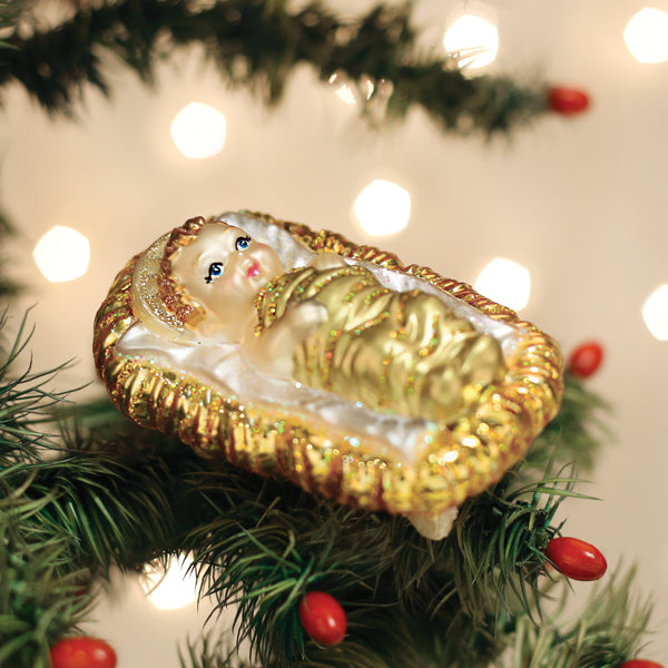 Baby Jesus In Manger Ornament - Southlake Paws