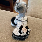 Designer Chanel-Inspired Tweed Dog Dress Coat