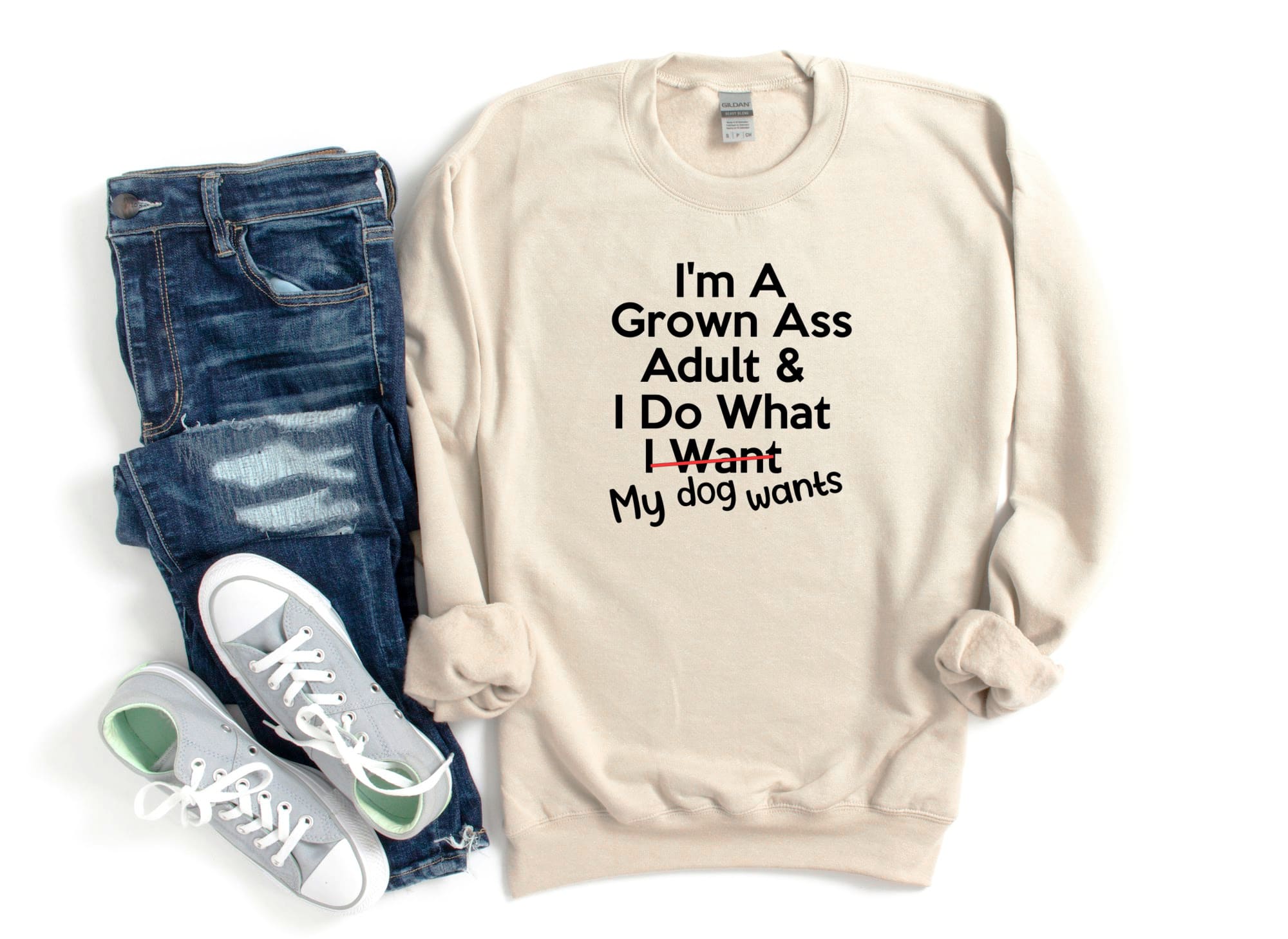 Sweatshirt | Unisex Crew Neck | Crewneck Sweatshirt | People Shirt | GROWN ADULT, Dog Mom - Southlake Paws