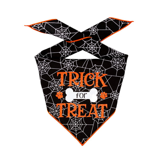 Halloween Bandana | Halloween Dog Bandana | Black Spider Web | Trick for Treat - Southlake Paws