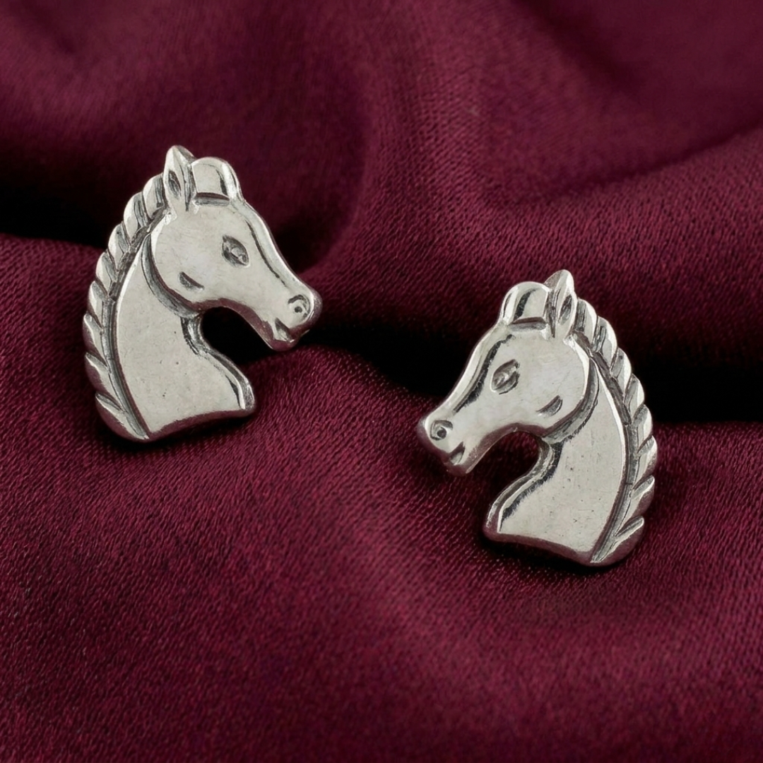 Silver Fjord Horse Stud Earrings