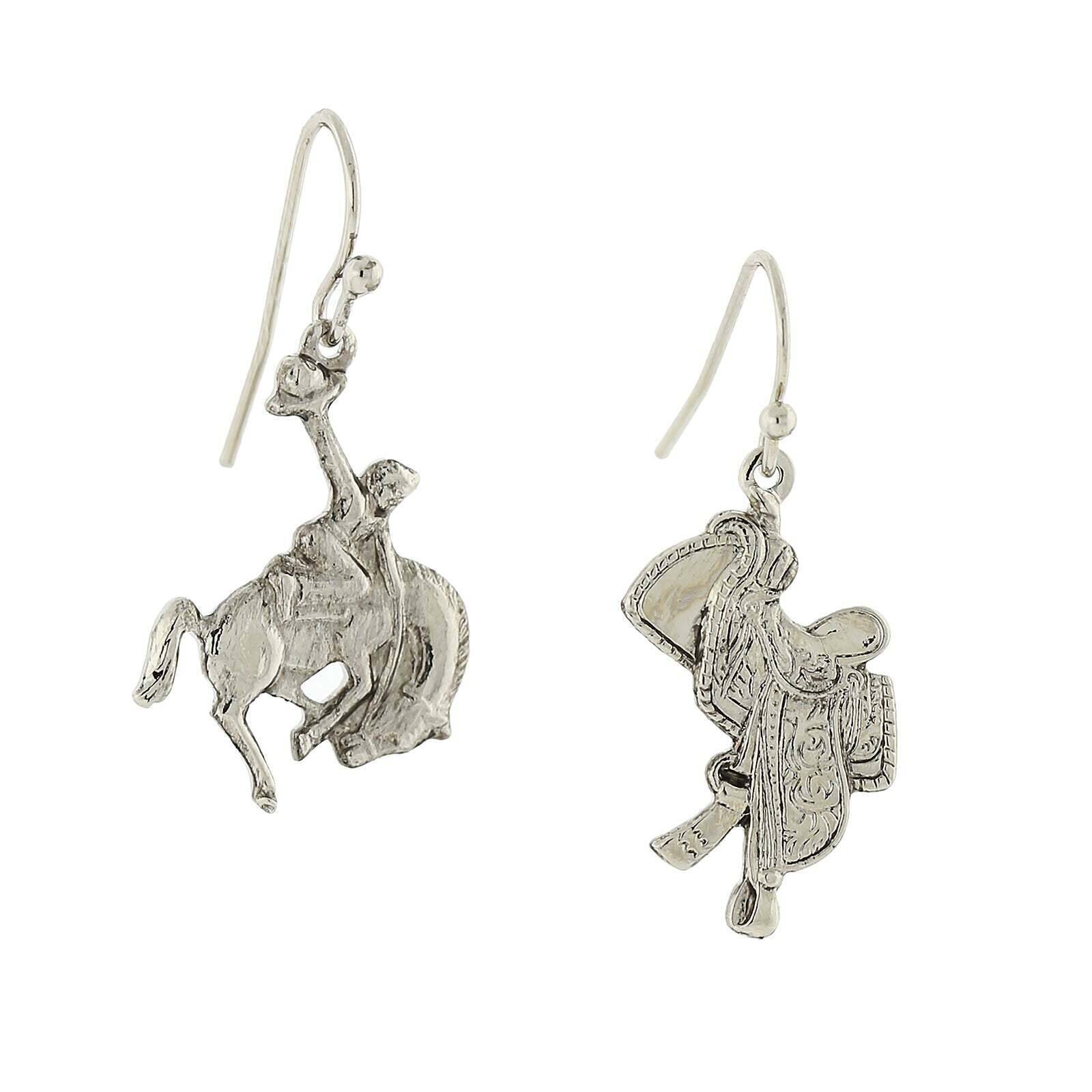 Silver Horse And Saddle Earrings