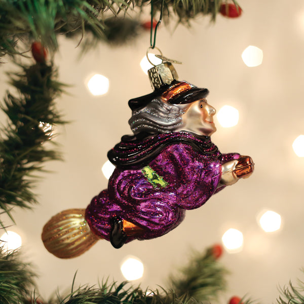 Witch On Broomstick Ornament - Southlake Paws