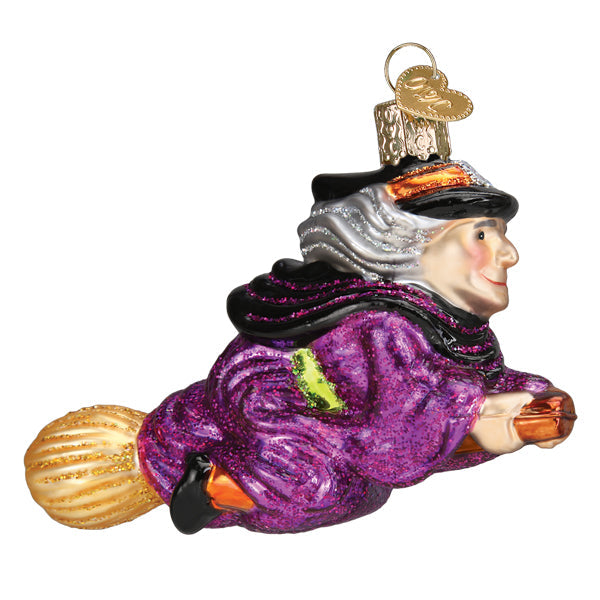 Witch On Broomstick Ornament - Southlake Paws