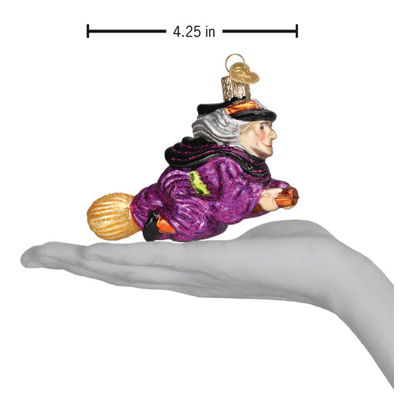 Witch On Broomstick Ornament - Southlake Paws