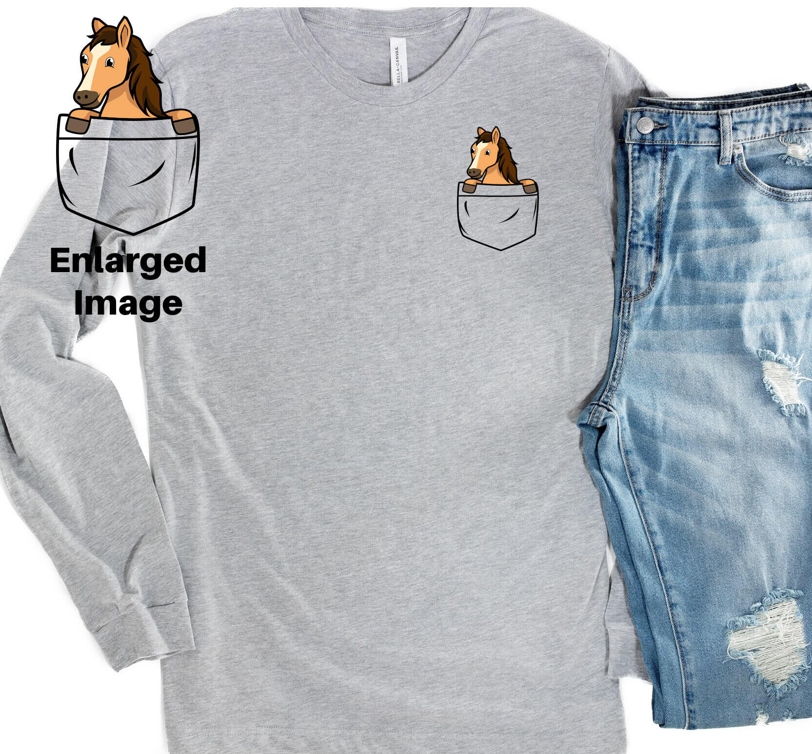 People Tee | People Shirts | Printed Tshirt | Human Dog Gear | Dog Lover | Long Sleeve | HORSE POCKET SHIRT - Southlake Paws