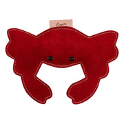 ExionPro Natural Leather Crab Dog Toy with Non Toxic Fiber Stuffing- Red Color