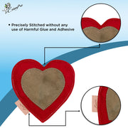 ExionPro Natural Leather Heart Dog Toy with Non Toxic Fiber Stuffing - Red Color