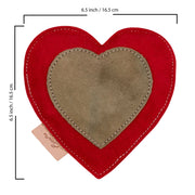 ExionPro Natural Leather Heart Dog Toy with Non Toxic Fiber Stuffing - Red Color