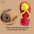 Load image into Gallery viewer, ExionPro Natural Leather Slipper Dog Toy with Non Toxic Fiber Stuffing - Red/Yellow Color
