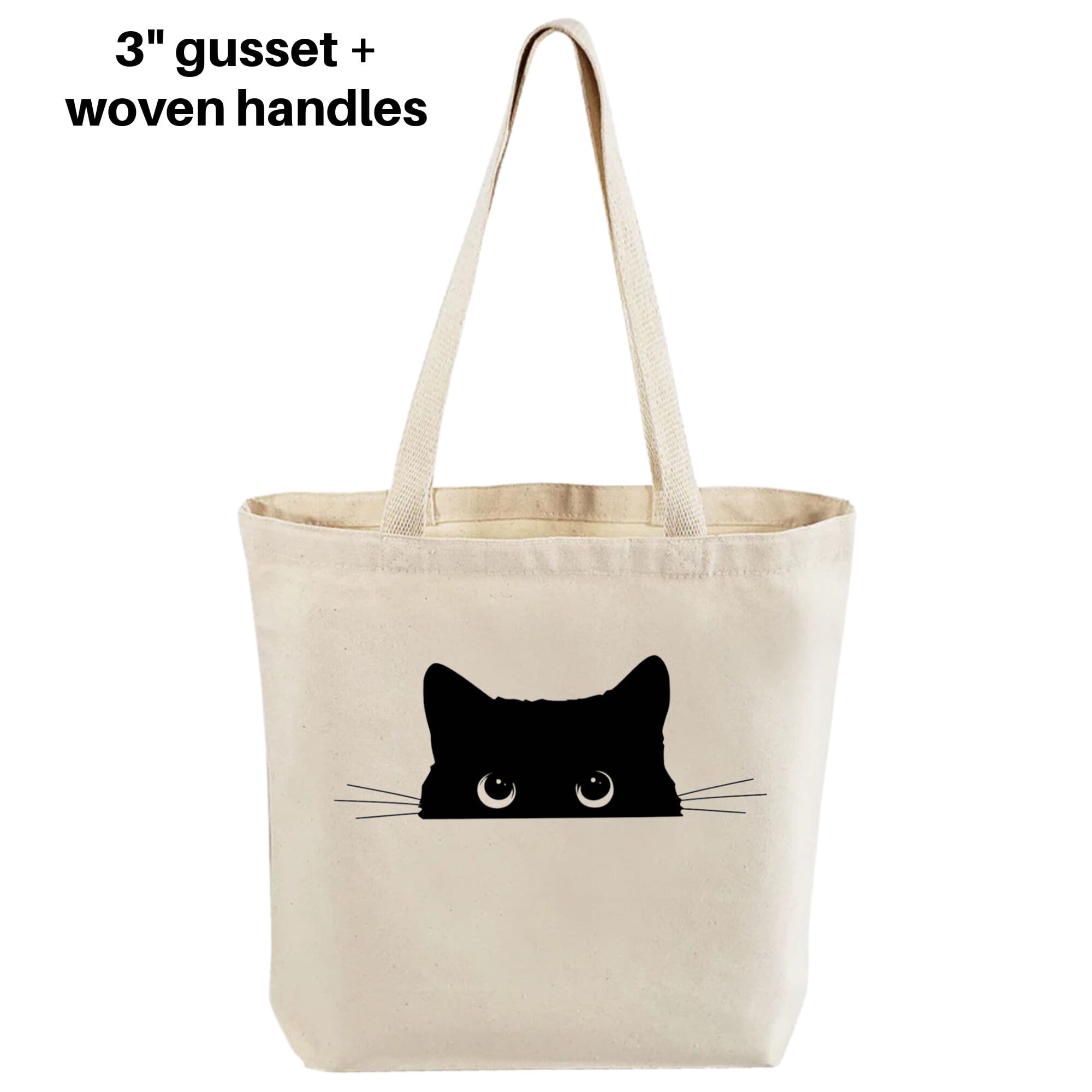 Tote Bag | Canvas Tote | 12 oz Canvas | Cat Tote | Cat Lover Gift | Peeking Cat - Southlake Paws